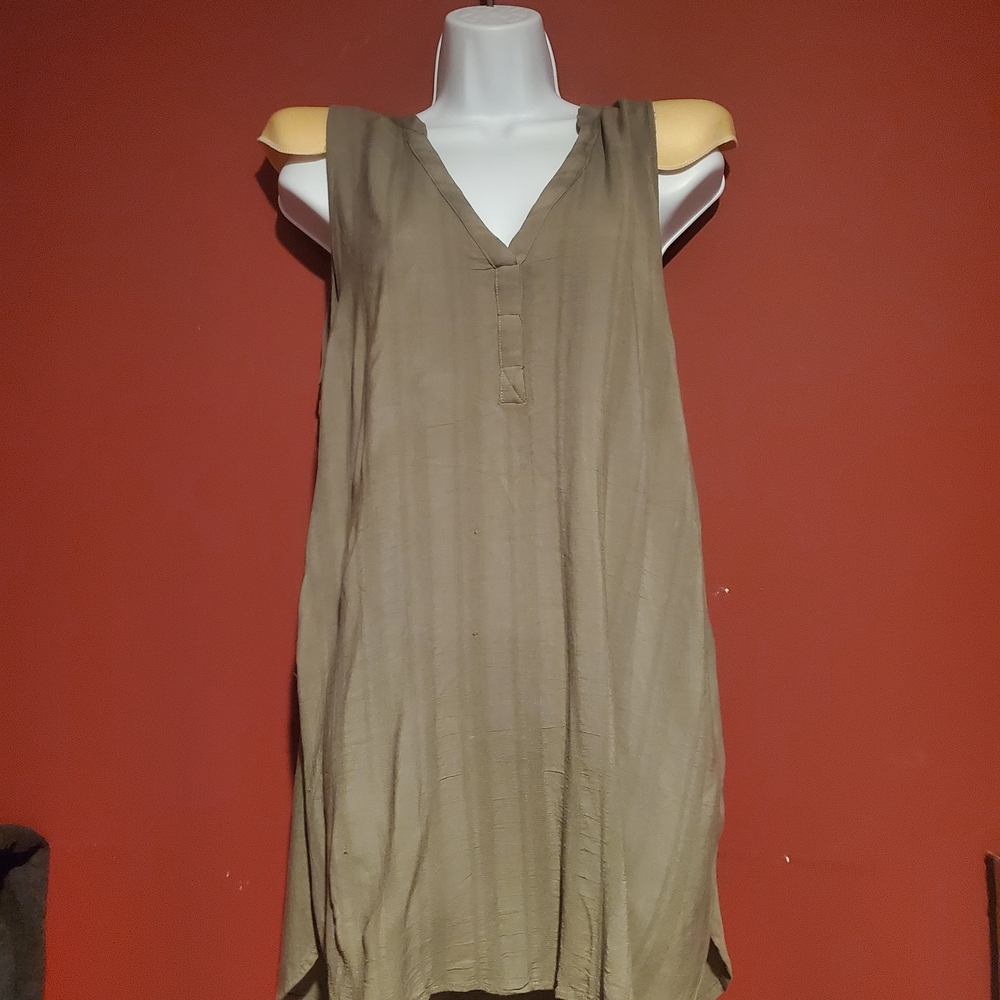 Anthropologie Khaki V-Neck Tunic
